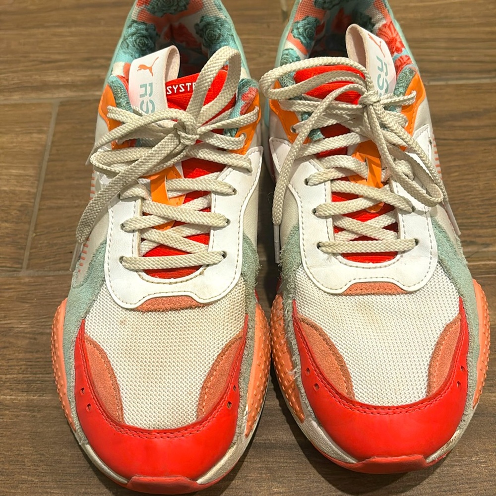 Puma running shoes. Pink and blue. Lightly used